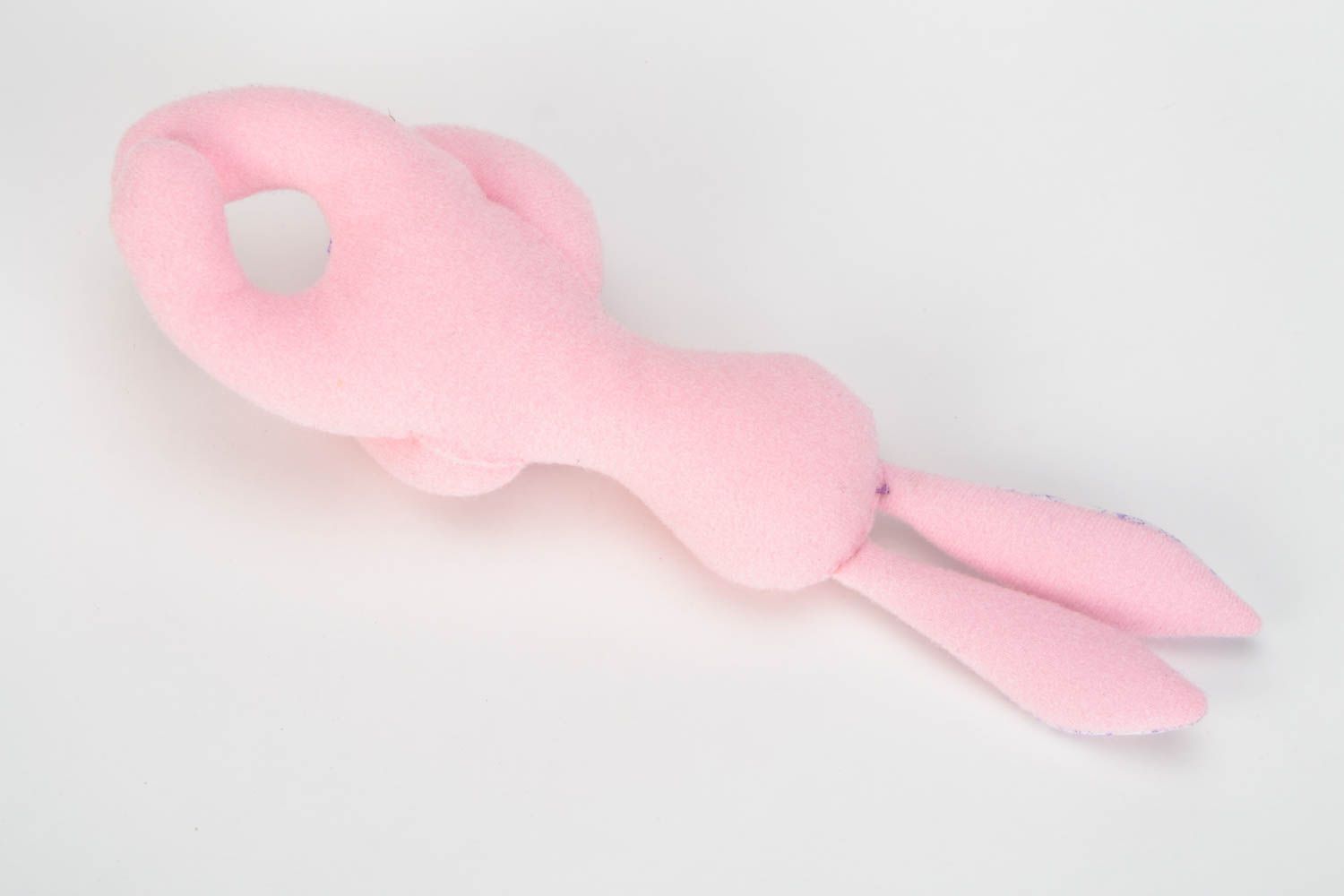 Handmade soft toy Pink Rabbit with crochet soft heart for children photo 5
