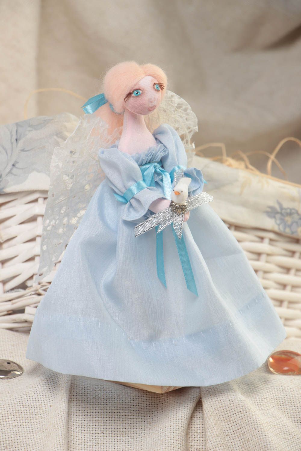 Handmade kleine Puppe Engel Stofftier Designer Geschenk für Interieur Dekor foto 1