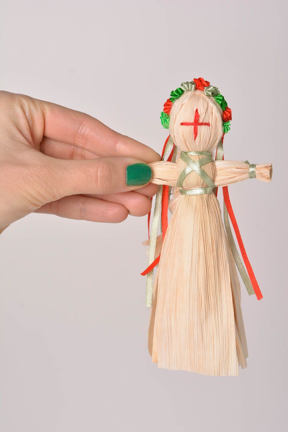 Handmade interior doll unusual designer doll toy made of straw interior toy photo 2