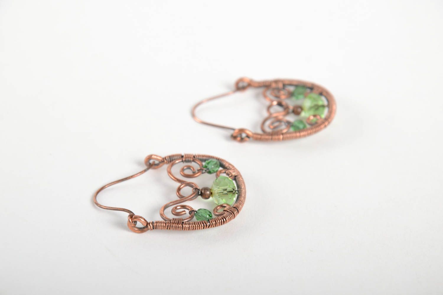 Metall Ohrringe handgemachter Schmuck Ohrringe für Damen aus Kupfer mit Perlen foto 5