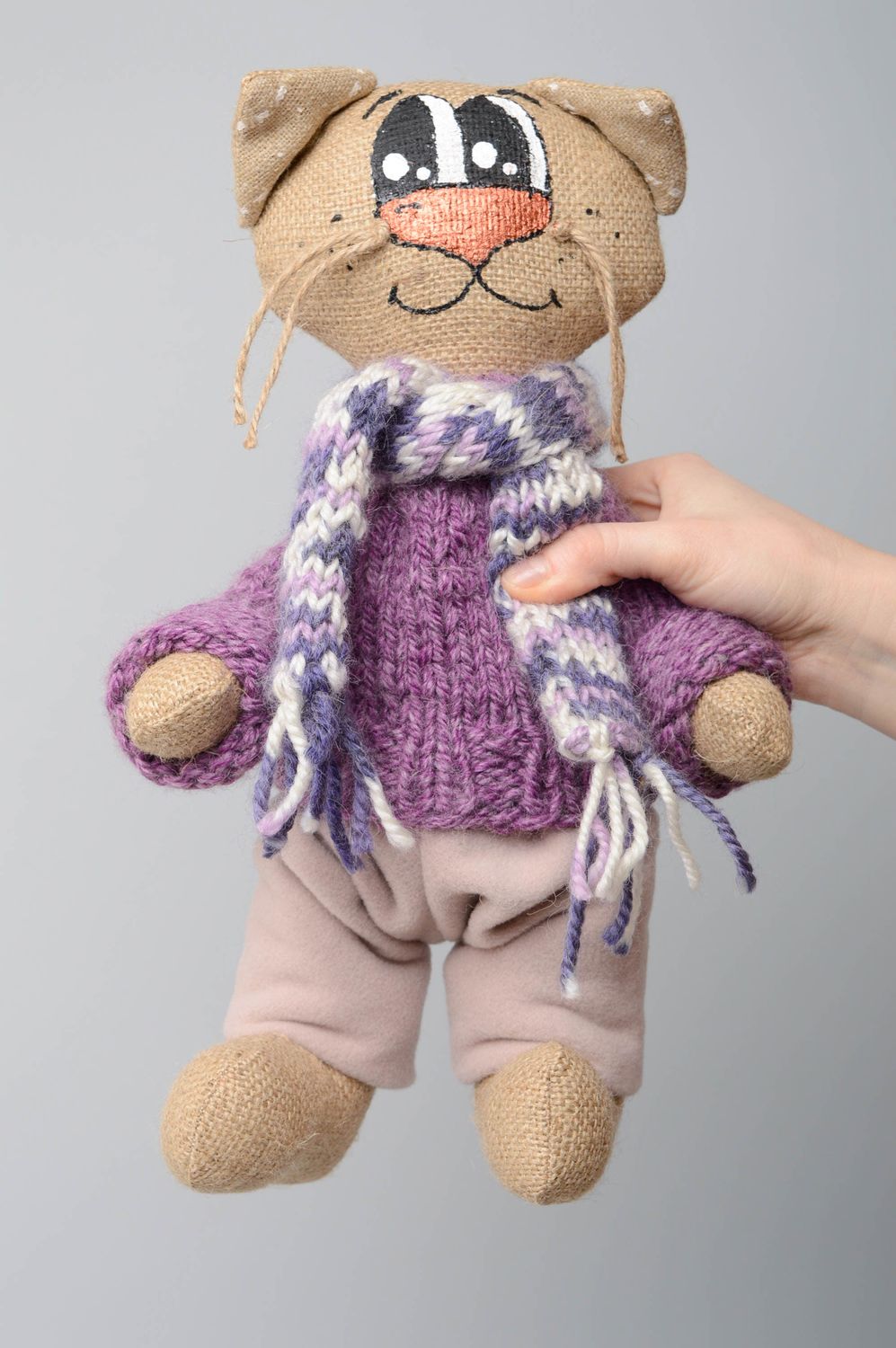 Handmade soft toy Cat with Scarf photo 5