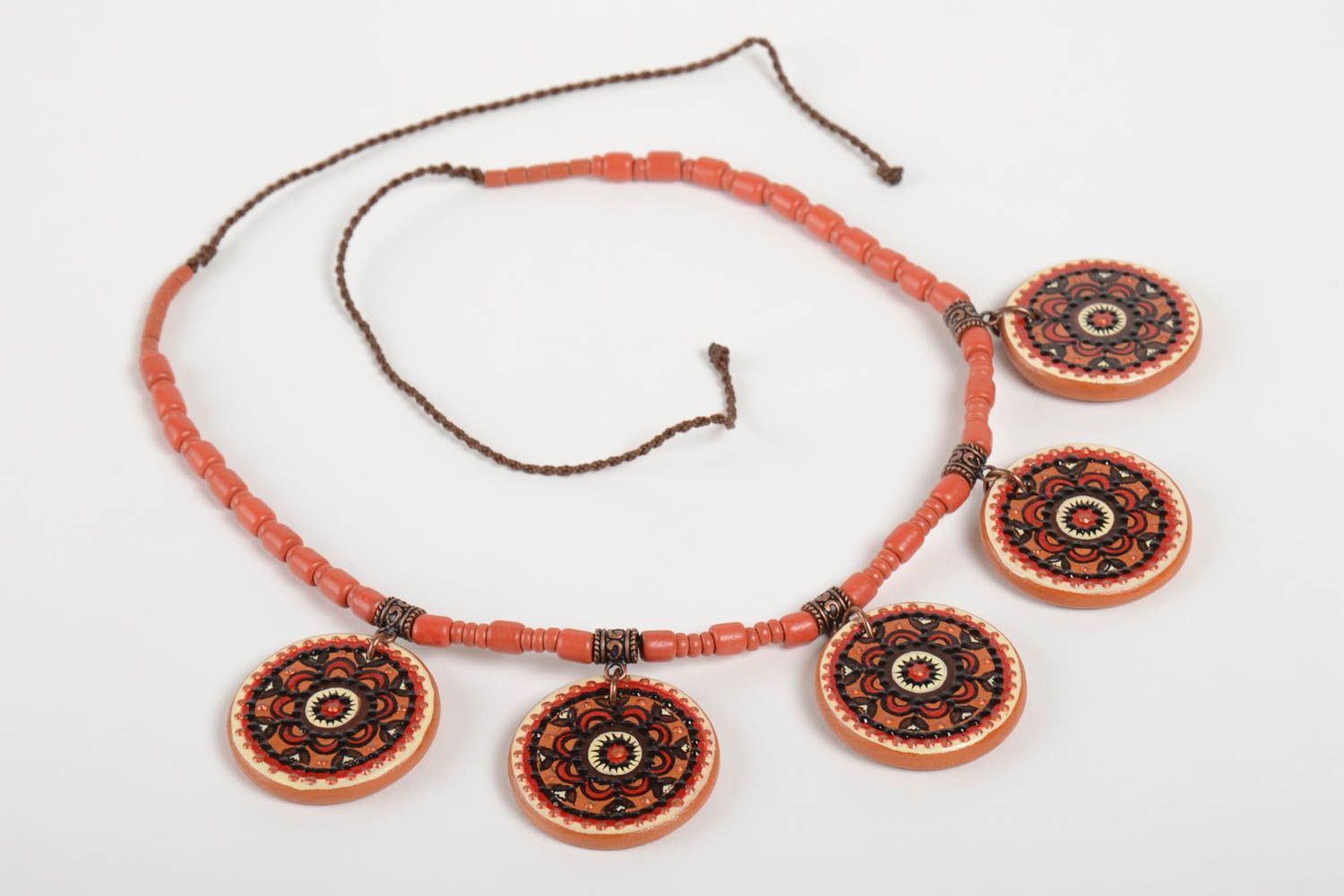 Ethnic jewelry handmade necklace ceramic jewelry bead necklace women accessories photo 2