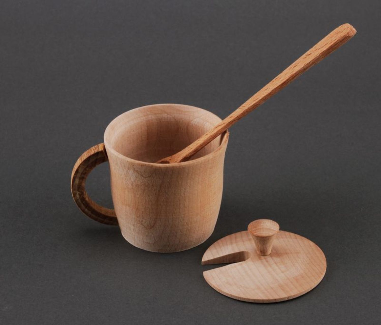 Wooden salt cellar with a spoon photo 4