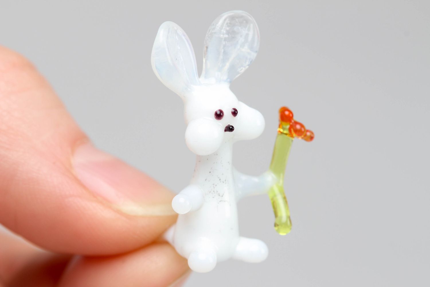 Handmade lampwork glass figurine White Rabbit photo 3