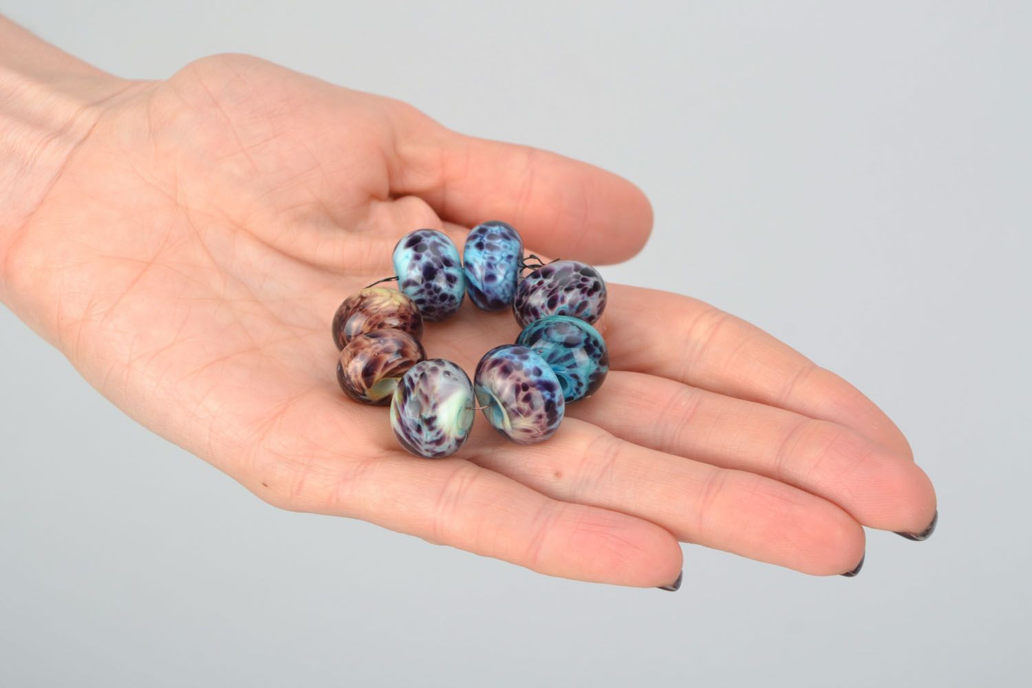 Fourniture verre chalumeau perles fantaisie rondes multicolores photo 4