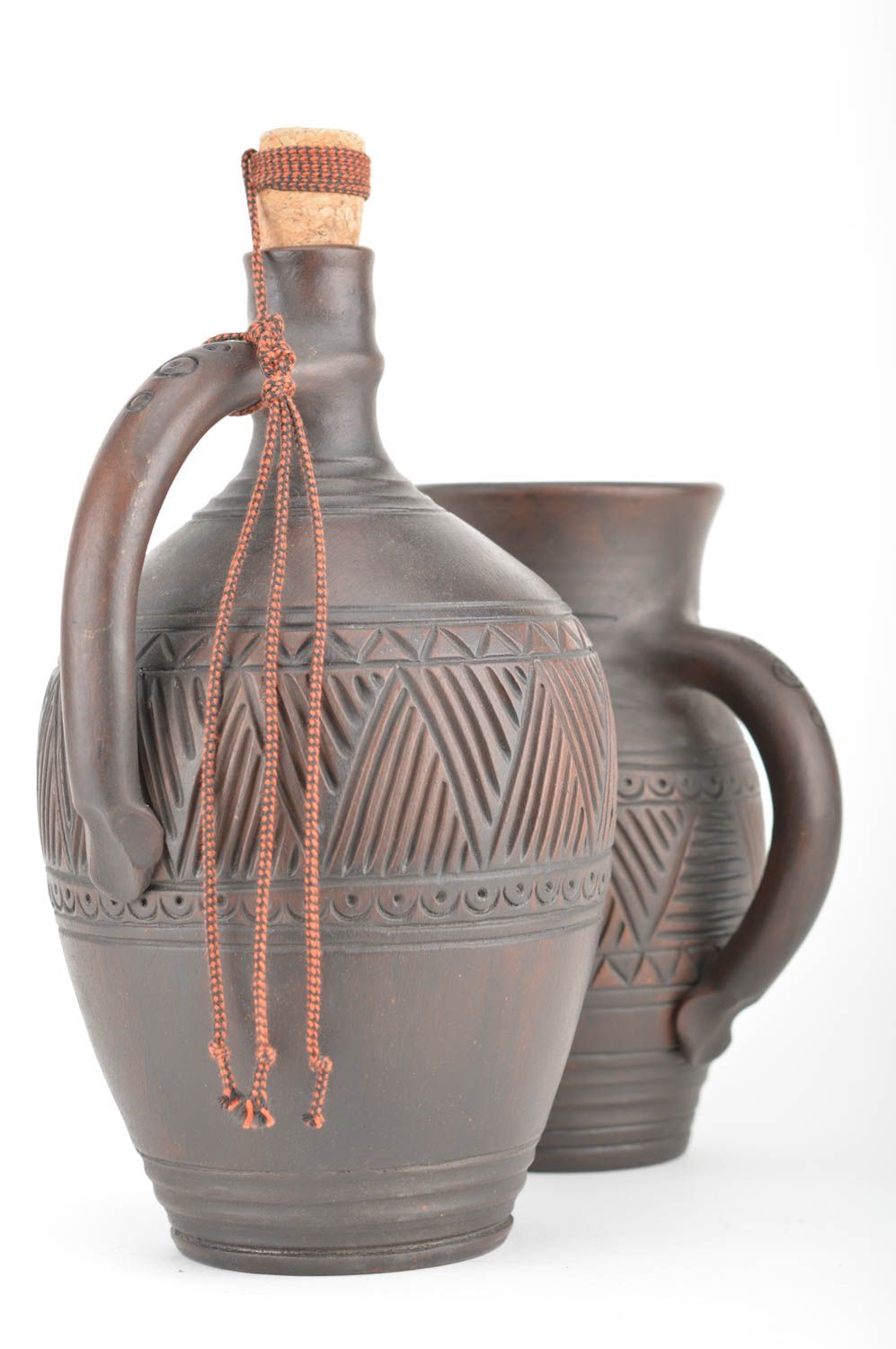 30 oz and 60 oz ceramic wine carafe and jug in dark brown color 5,31 lb  photo 5