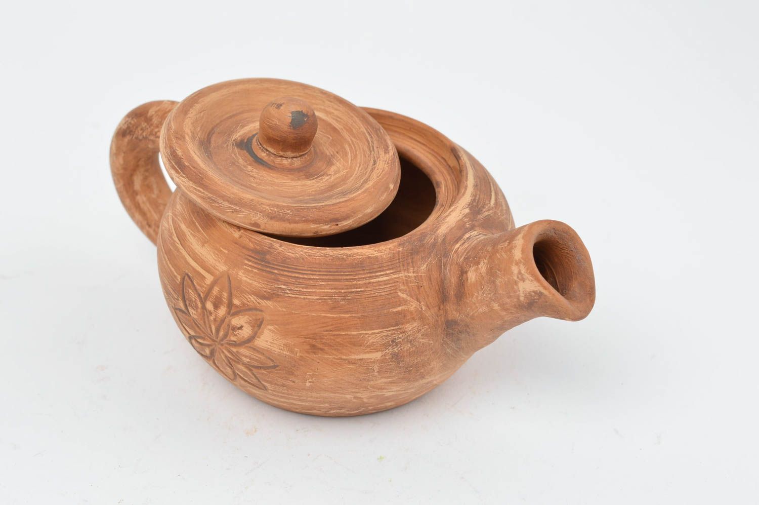 Handmade Keramik Teekanne Tee Geschirr Küchen Deko mit Blume künstlerisch foto 4