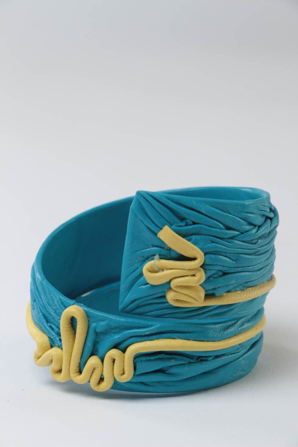 Originelles blaues Armband aus Leder handmade stilvoll für Frauen Geschenk foto 3