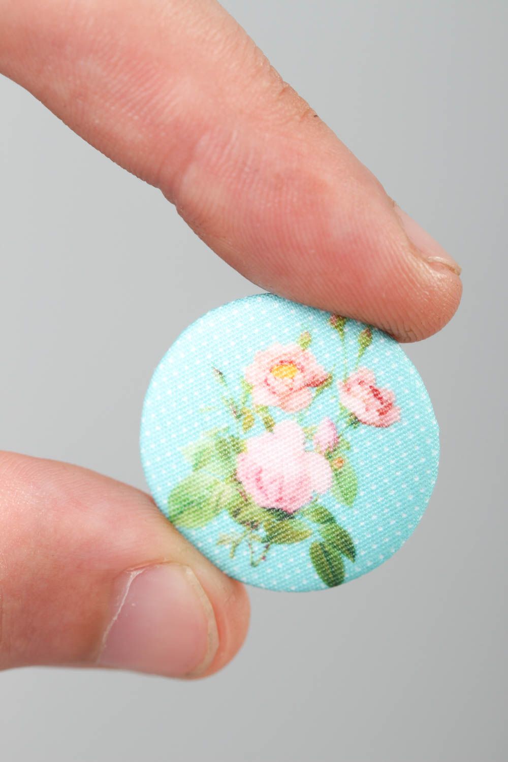 Interesting handmade plastic button printed fabric button needlework accessories photo 5