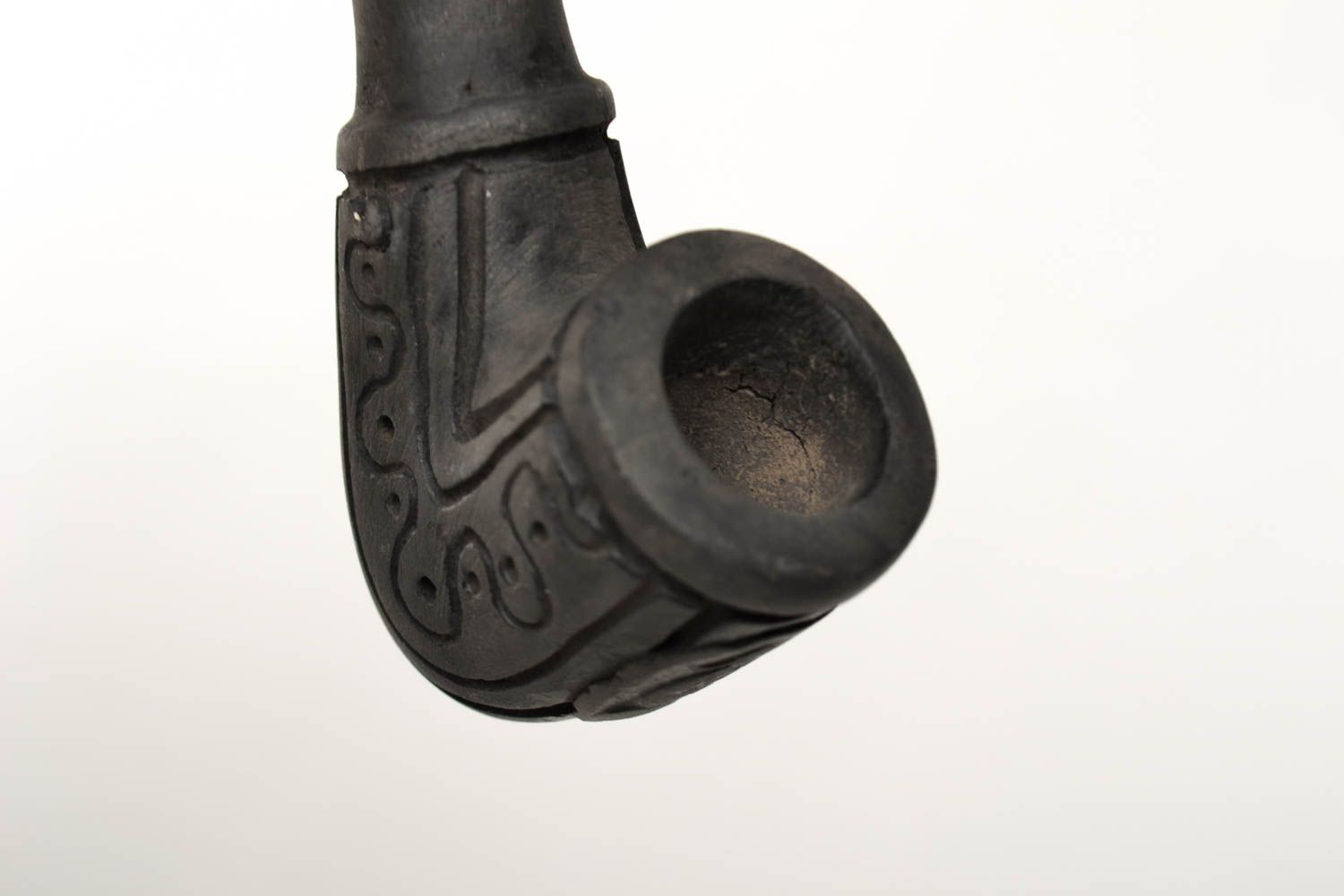 Pipa de barro hecha a mano negra accesorio para fumador regalo para hombres foto 3