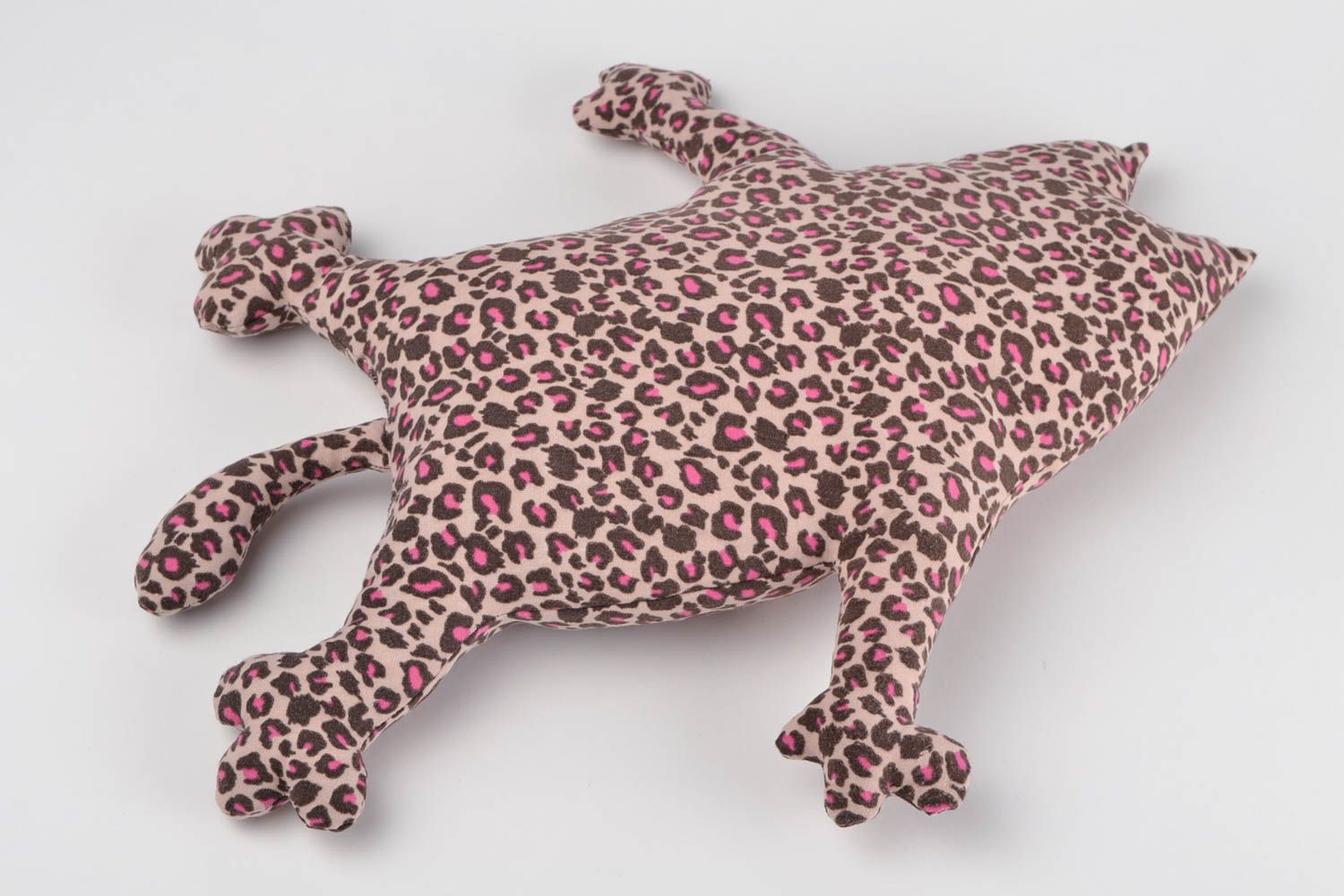 Coussin chat fait main Peluche chat en tissu motif léopard original Déco maison photo 5