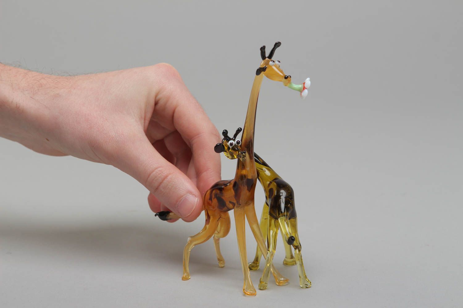 Figurines miniatures en verre au chalumeau décoratives faites main Girafes photo 4