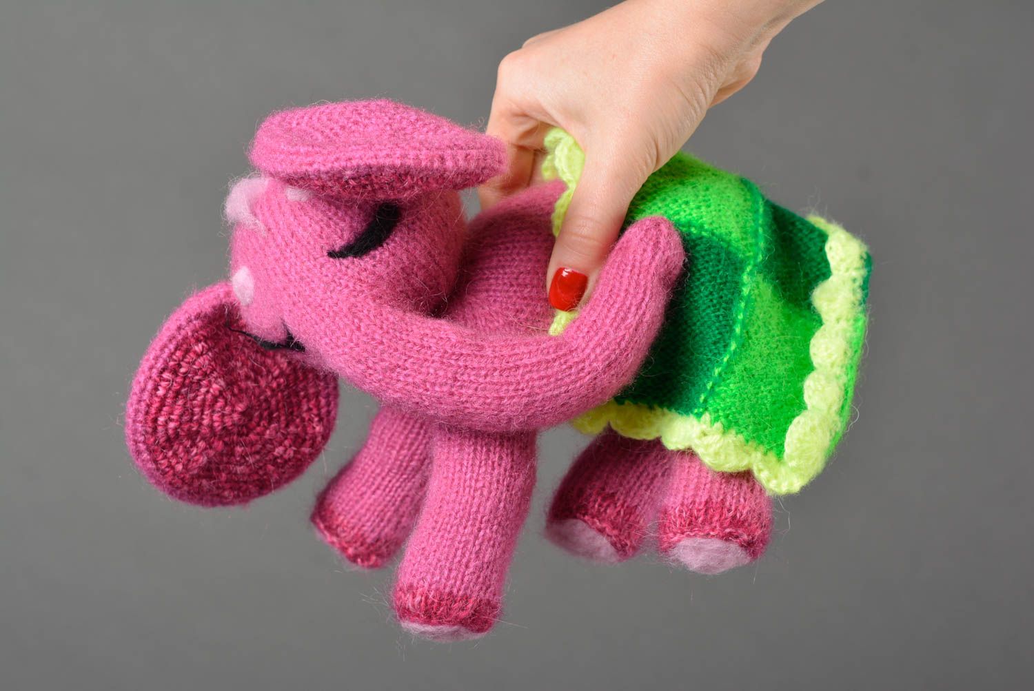 Handmade Strick Kuscheltier Spielzeug Elefant Geschenkidee für Kinder  foto 5