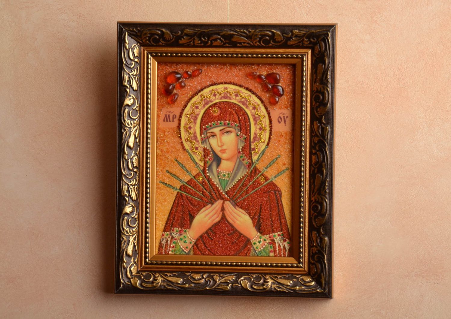 Reproducción de icono ortodoxo Nuestra Señora de siete flechas foto 2