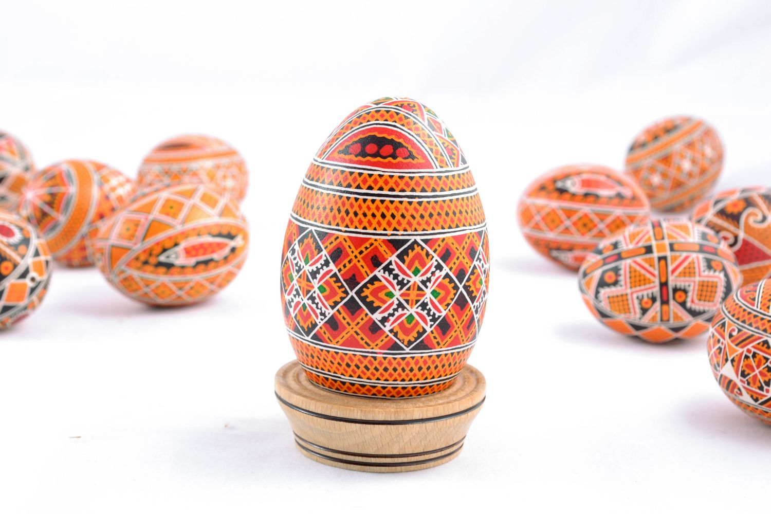 Painted Easter goose egg with rich pattern photo 1