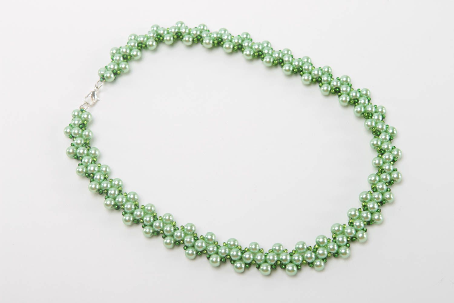 Collier perles rocaille fait main Bijou fantaisie Accessoire femme vert photo 2