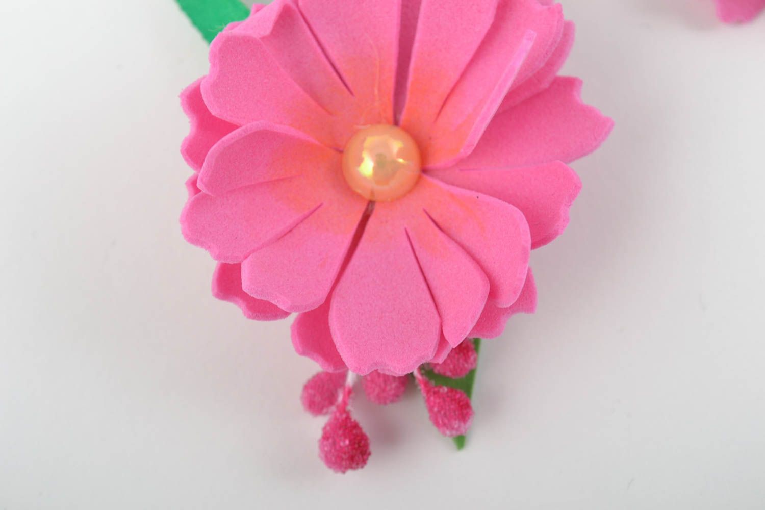 Заколки для волос с цветами фоамиран комплект из 2 шт розовые ручная работа фото 8