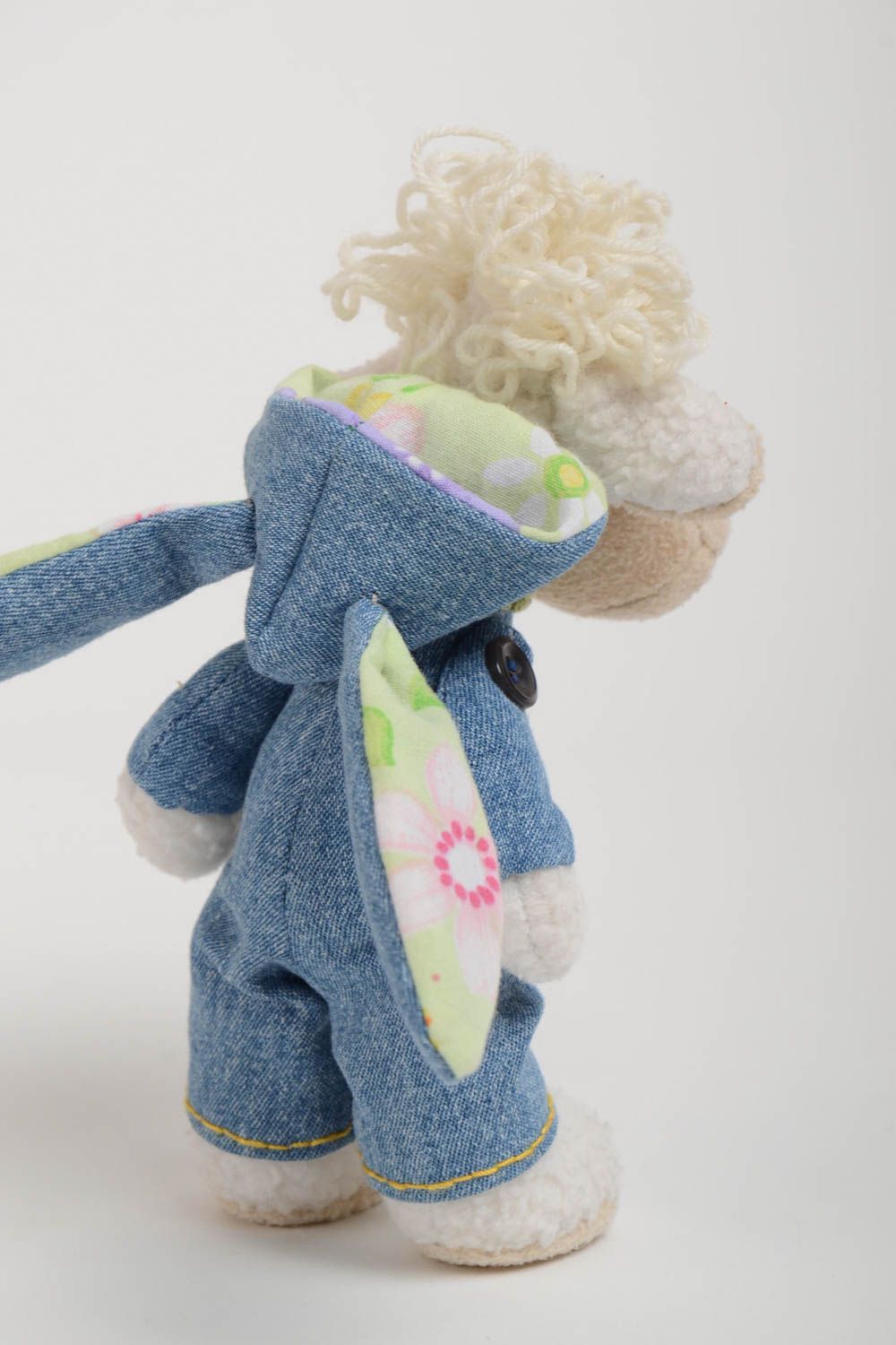 Small handmade soft toy made of felt and jeans unusual for kids photo 4