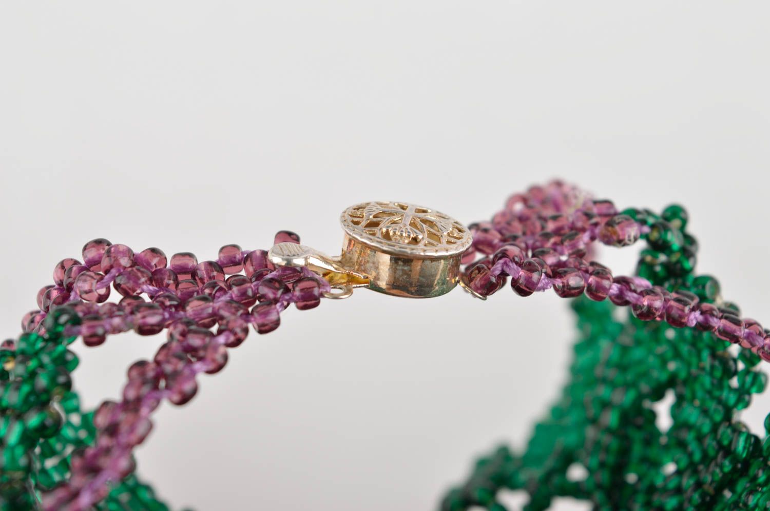 Bracciale di perline fatto a mano braccialetto originale per donna viola foto 5