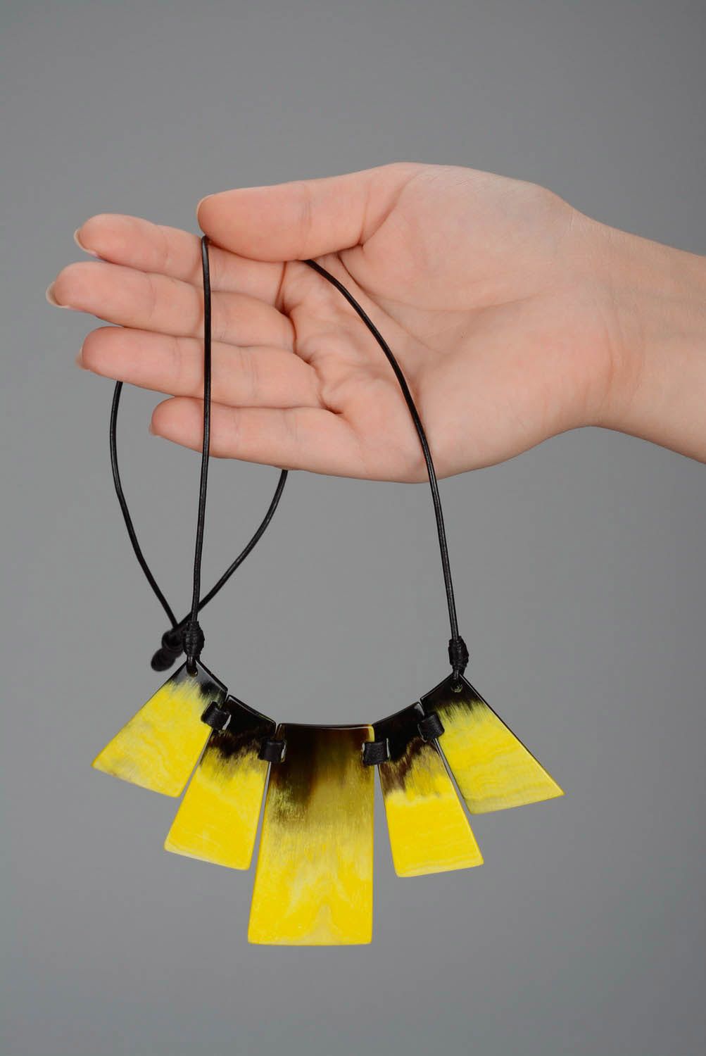 Yellow Necklace Made of Horn photo 5