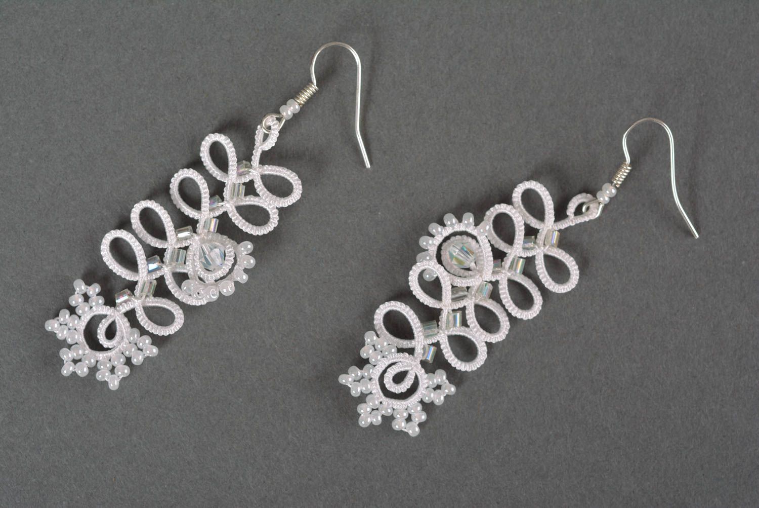 Handmade earrings beaded jewelry fashion accessories tatting lace gifts for girl photo 4