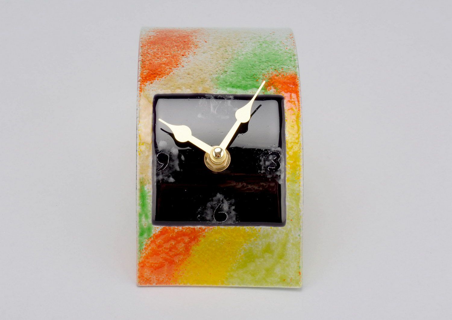 Reloj de mesa de vidrio “Cuadrado negro” foto 1
