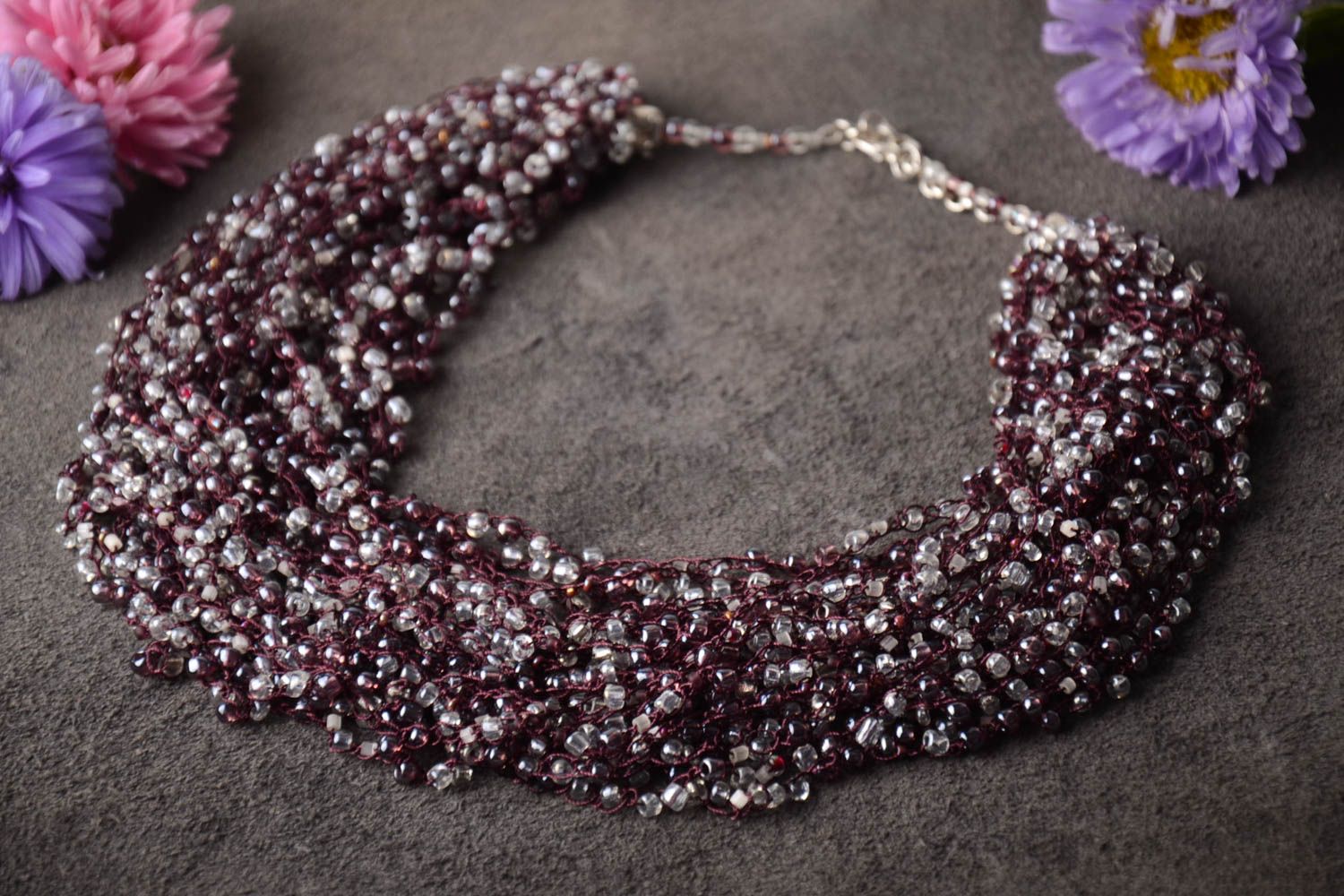 Elegant unusual necklace handmade stylish accessories beautiful jewelry photo 1