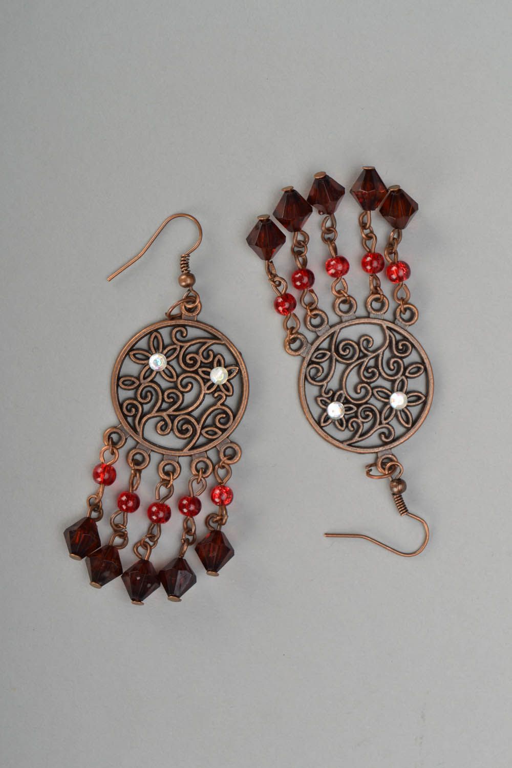 Copper earrings Ruby photo 3