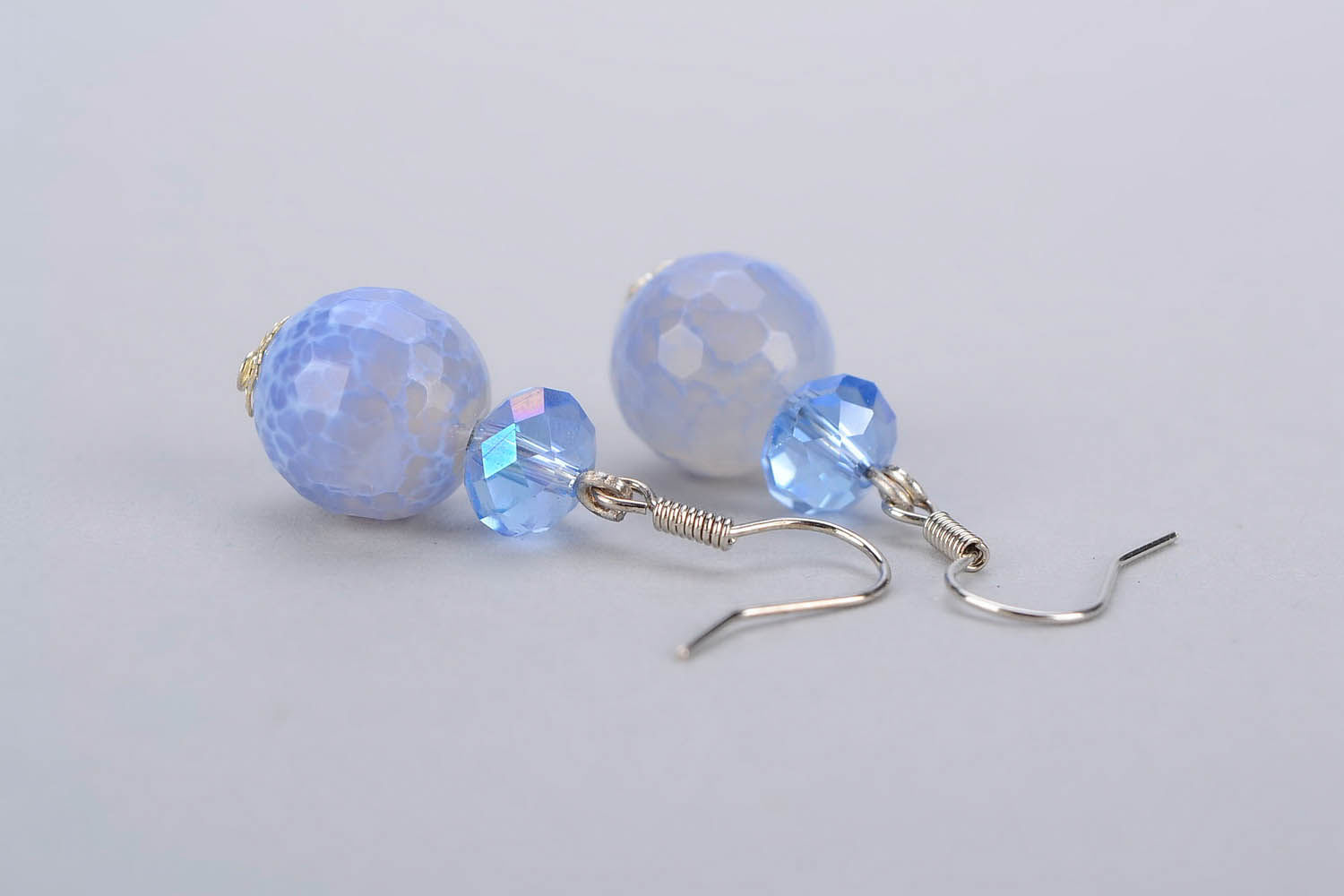 Earrings with aquamarine and crystal photo 1