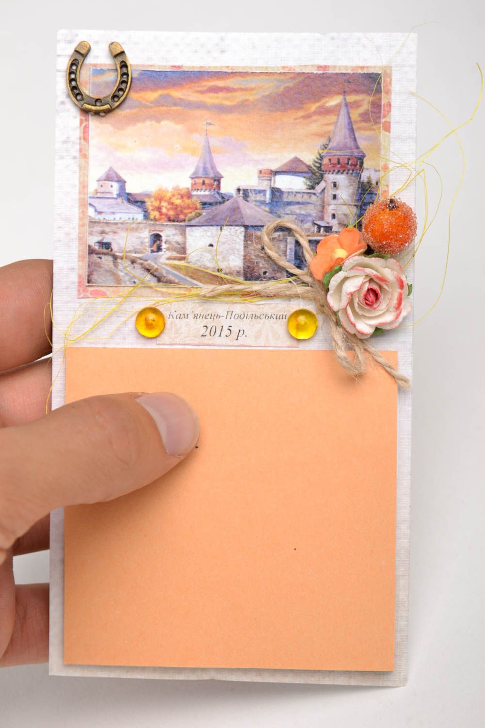 Handmade designer paper postcard stylish postcard with decor unusual souvenir photo 5