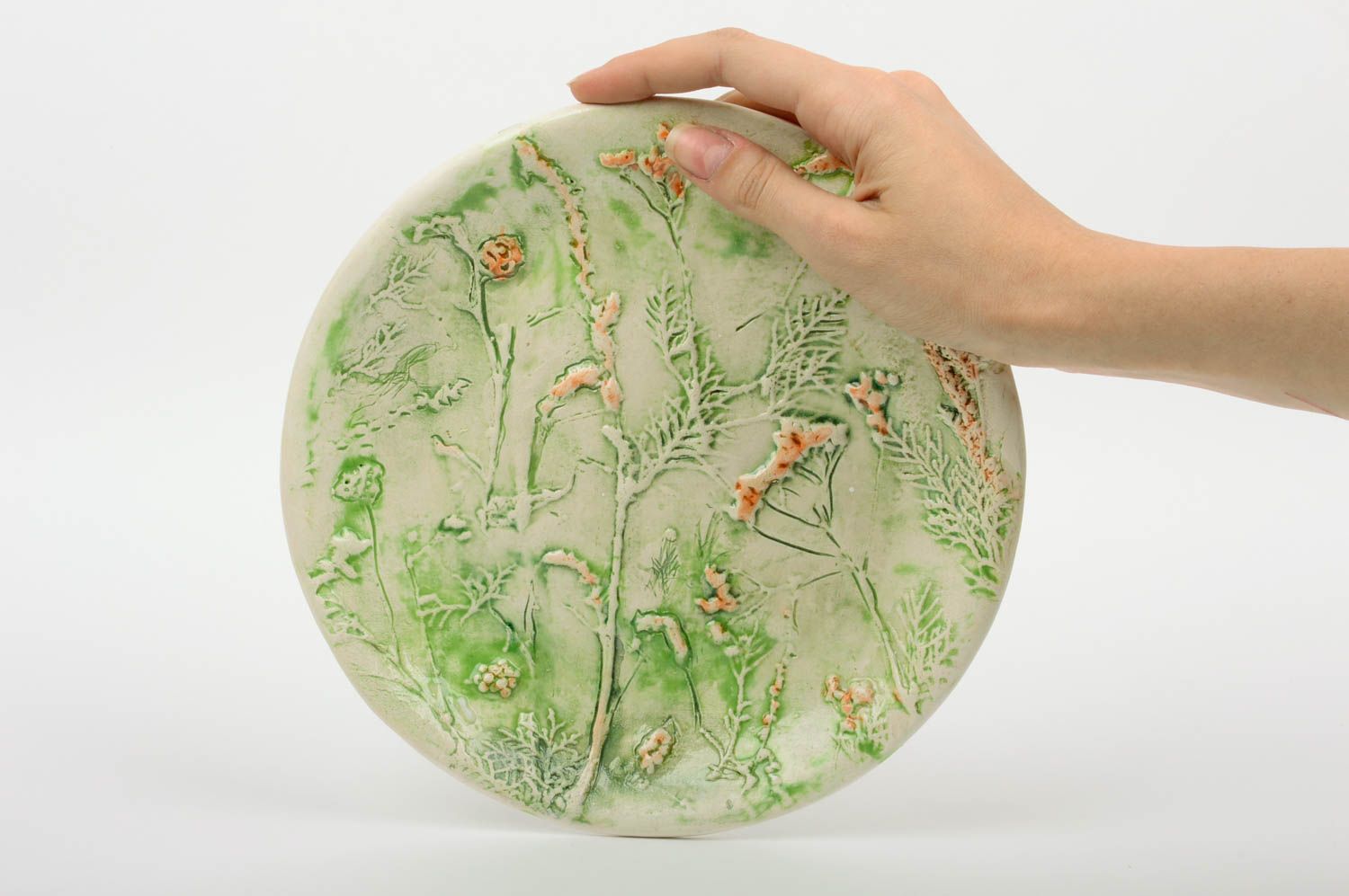 Unusual ceramic plate stylish pottery designer kitchenware made of clay photo 3