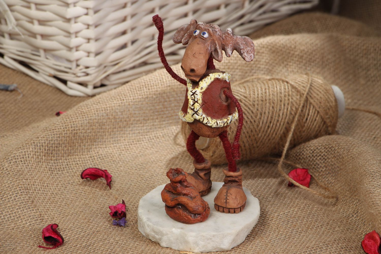 Ceramic elk figurine with holder photo 5