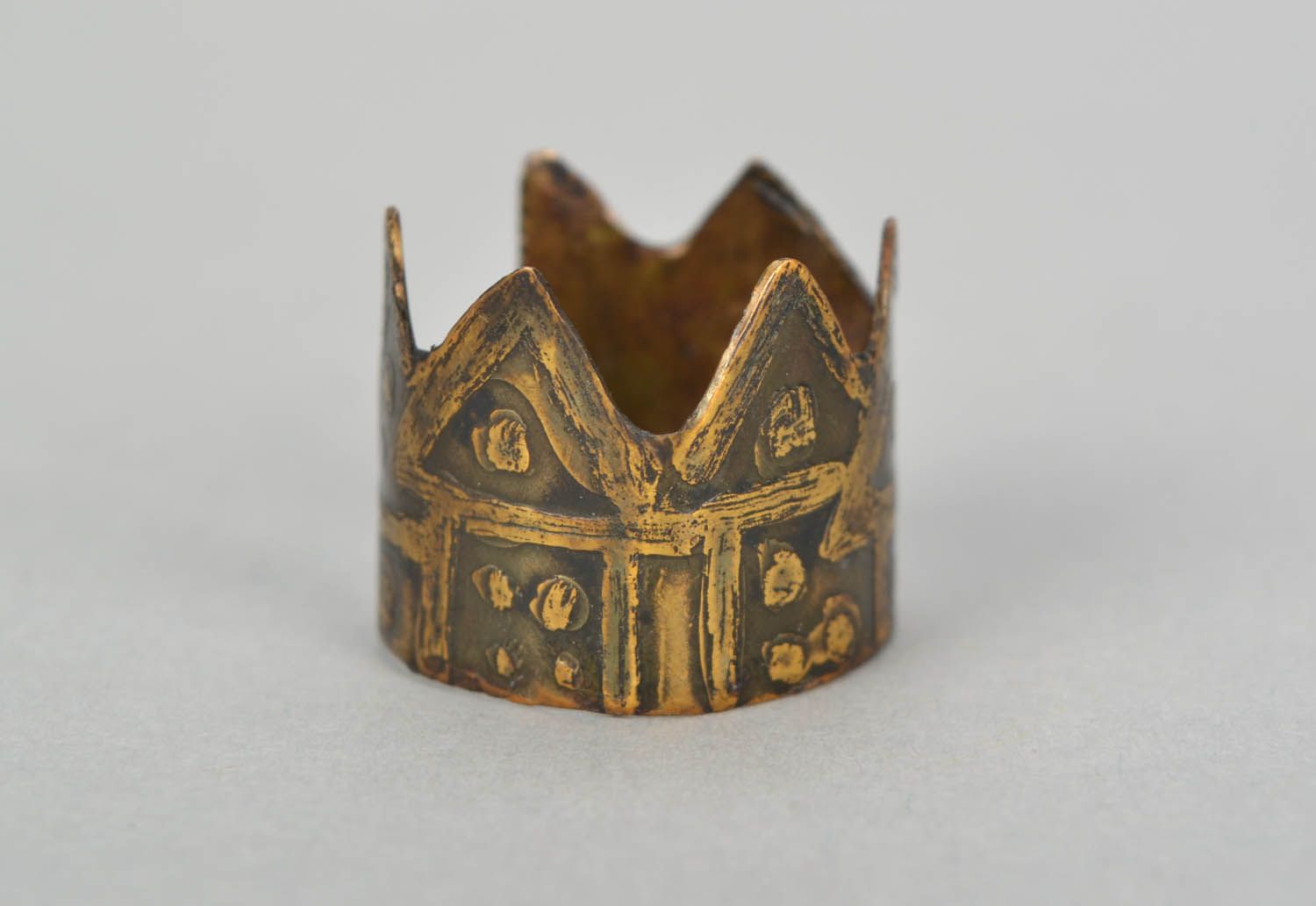 Handgemachter Ring aus Kupfer Krone foto 3