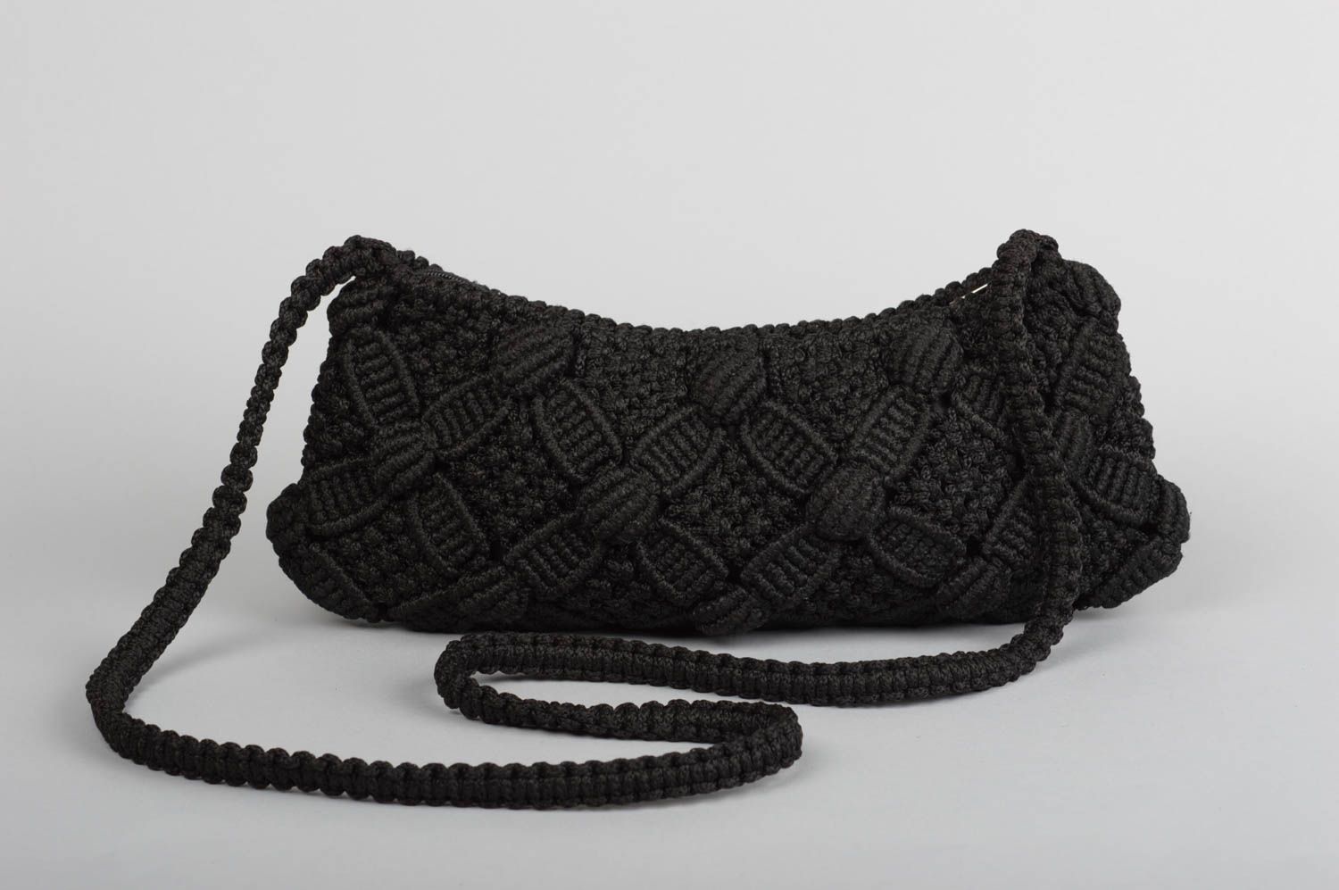 Bolso artesanal de cuerdas color negro regalo para mujeres accesorio de moda foto 1