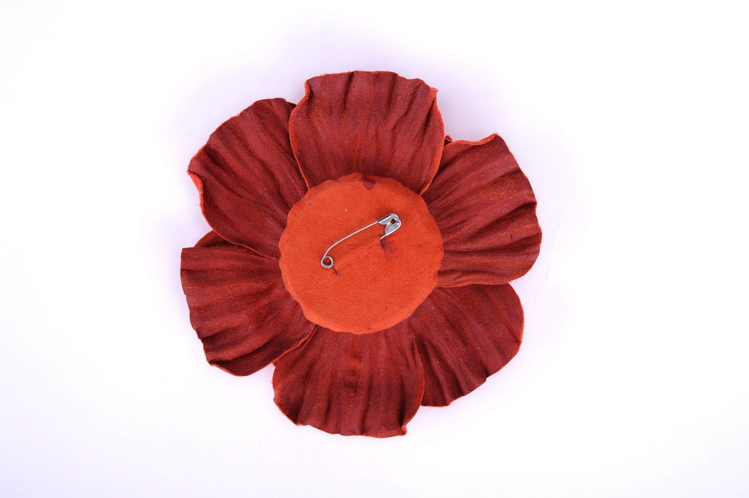Brooch made ​​of leather Poppy photo 2