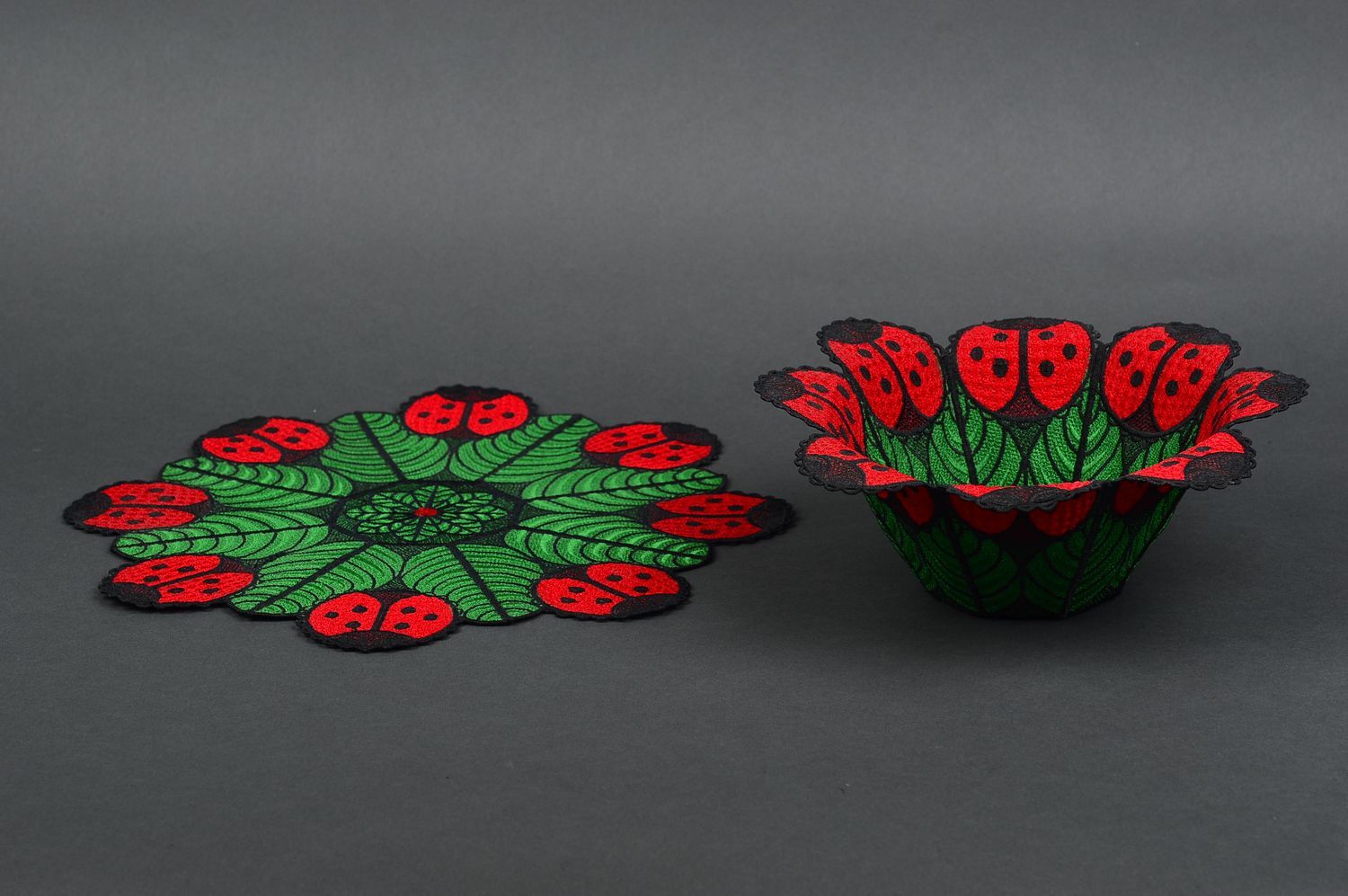 Geschirr Set Vase handmade Untersetzer für Tassen Geschenk für Frau grell schön foto 3