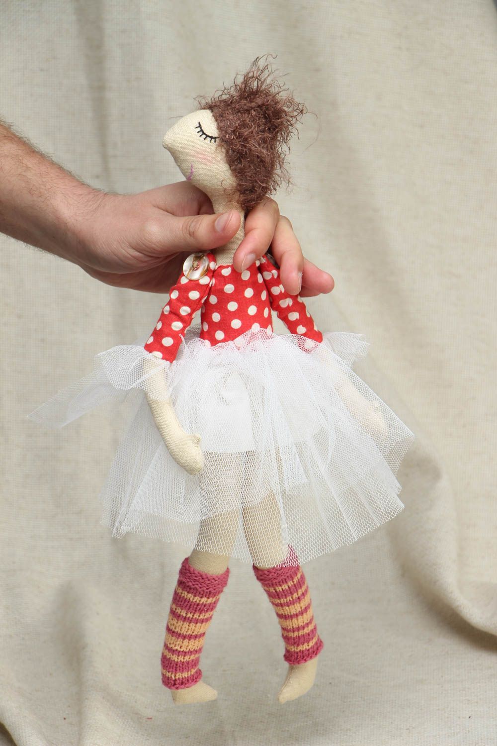 Авторская кукла из ткани балерина  фото 4