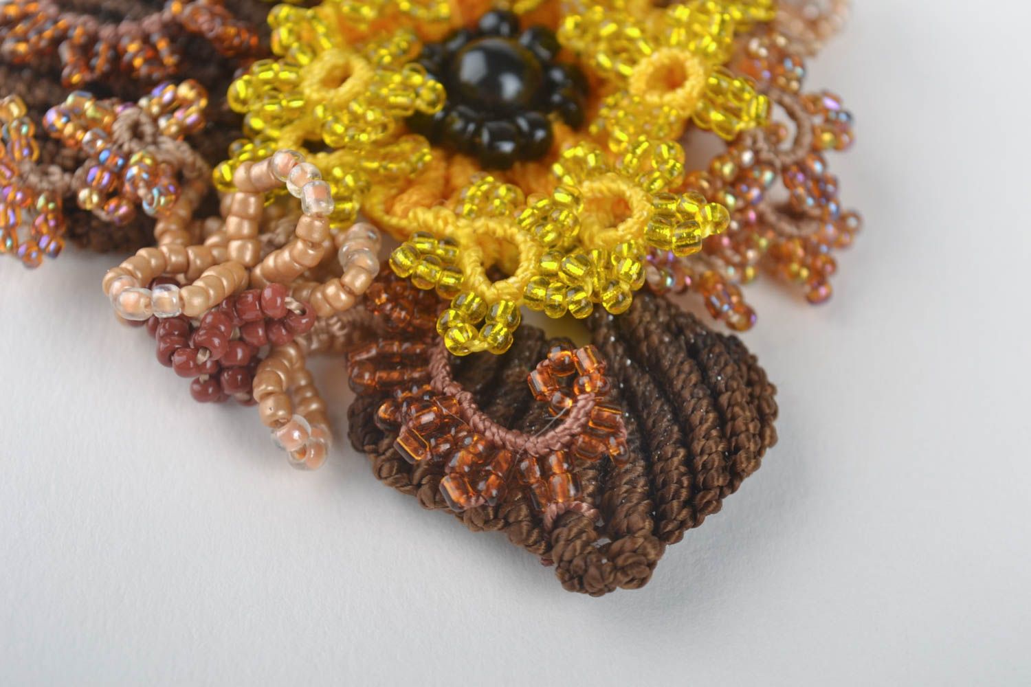 Stylish handmade textile brooch jewelry woven flower brooch beadwork ideas photo 5