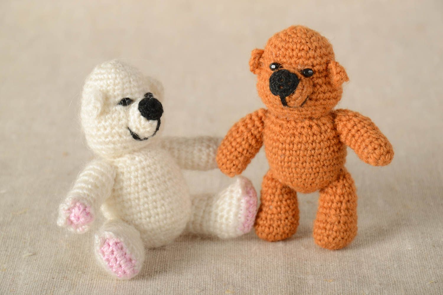 Handmade designer couple of bears unique crocheted stuffed toys for children photo 1