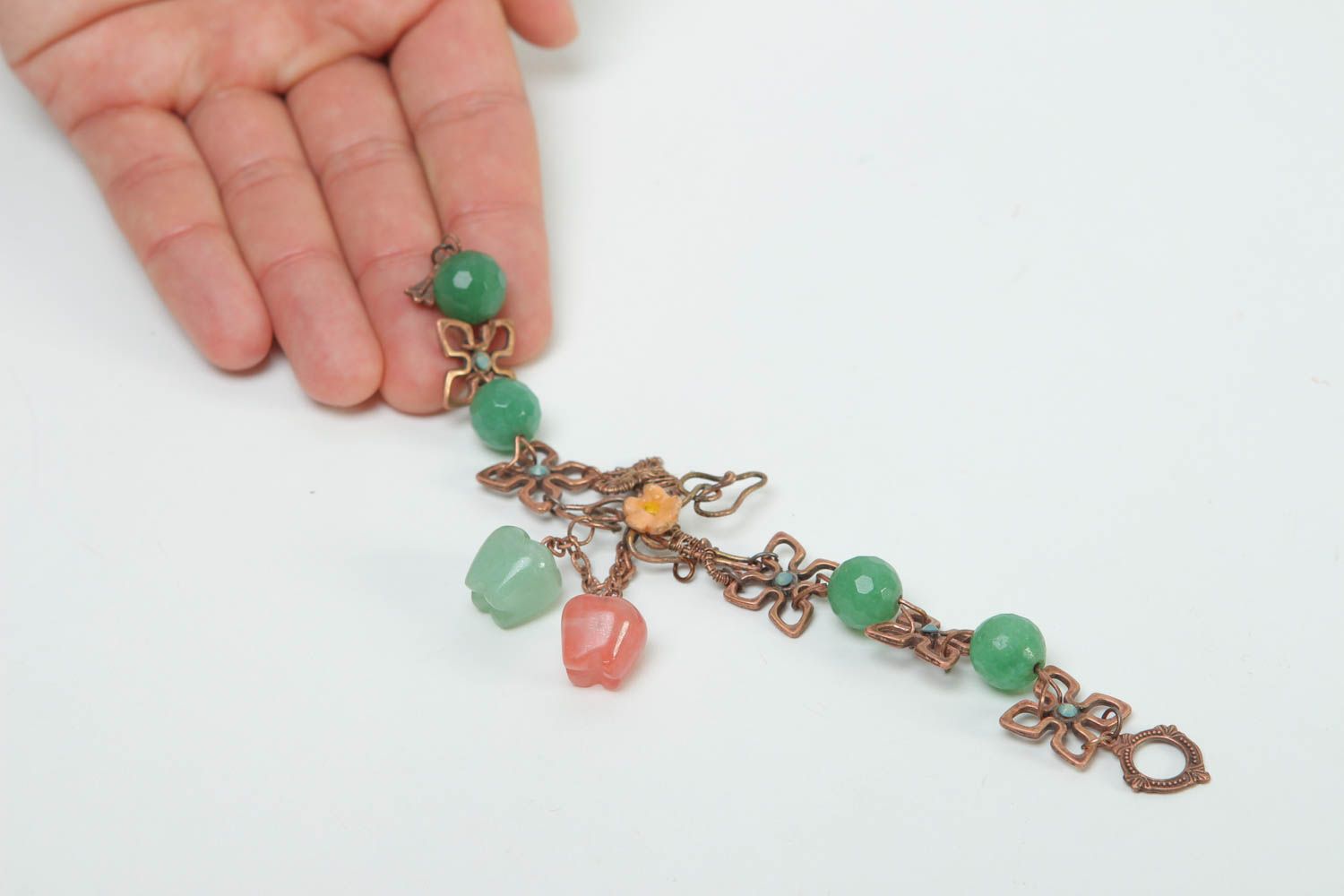 Bracelet en pierres naturelles Bijou fait main wire wrapping Cadeau femme photo 5