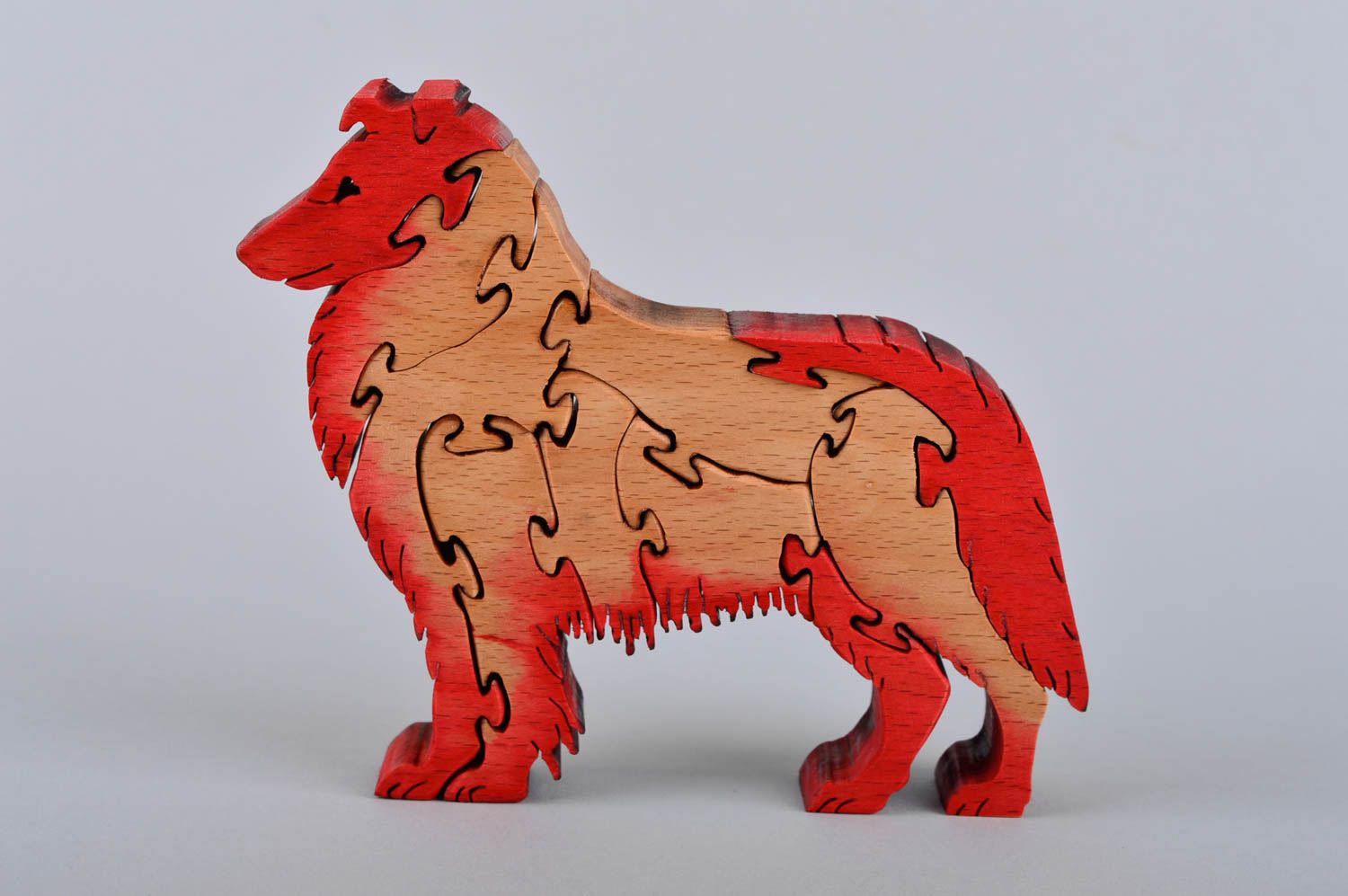 Handmade Spielzeug aus Holz Geschenk für Kinder Spielzeug Holz Collie Hund foto 1