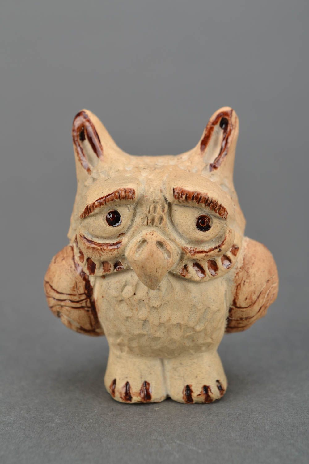 Homemade clay statuette Owl photo 4