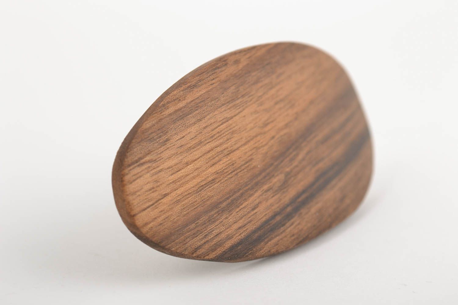Barrette à cheveux en bois naturel originale ovale accessoire pratique fait main photo 3