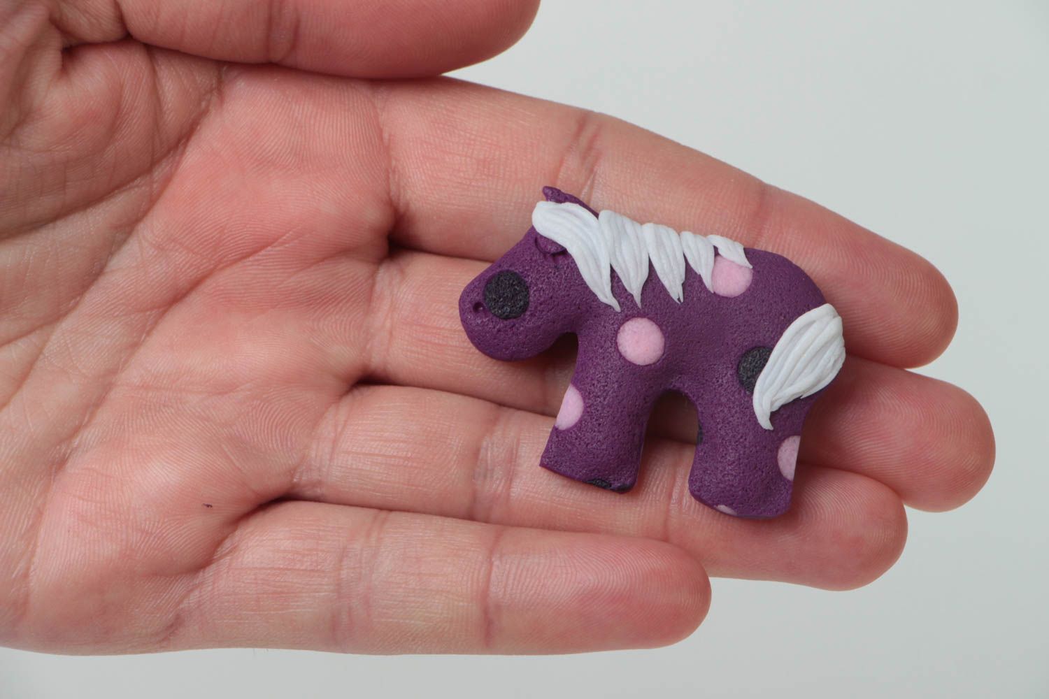 Handmade molded polymer clay brooch Pony for children and adults photo 5