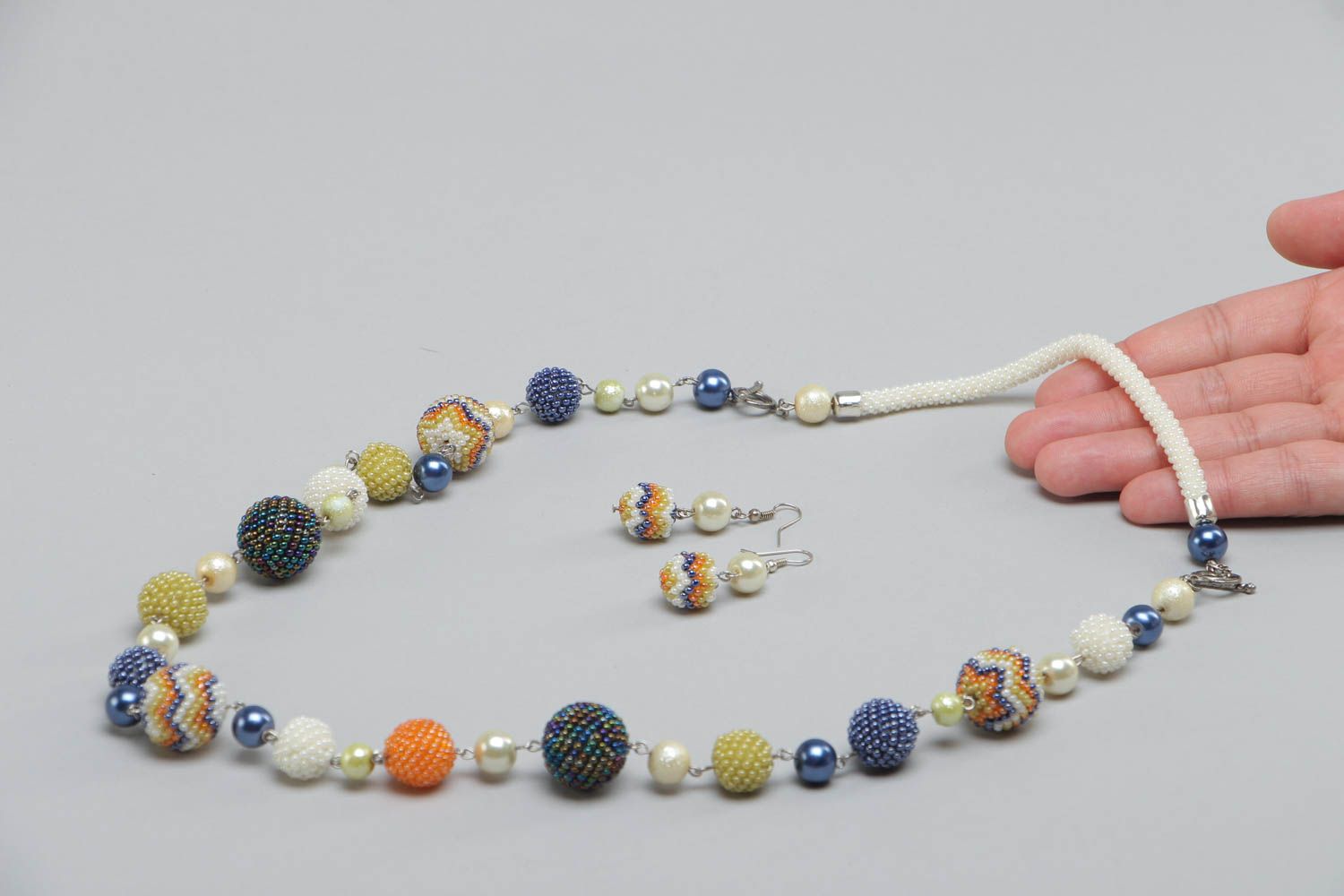 Schmuck Set aus böhmischen Glasperlen Armband Ohrringe und Halskette handgemacht foto 5