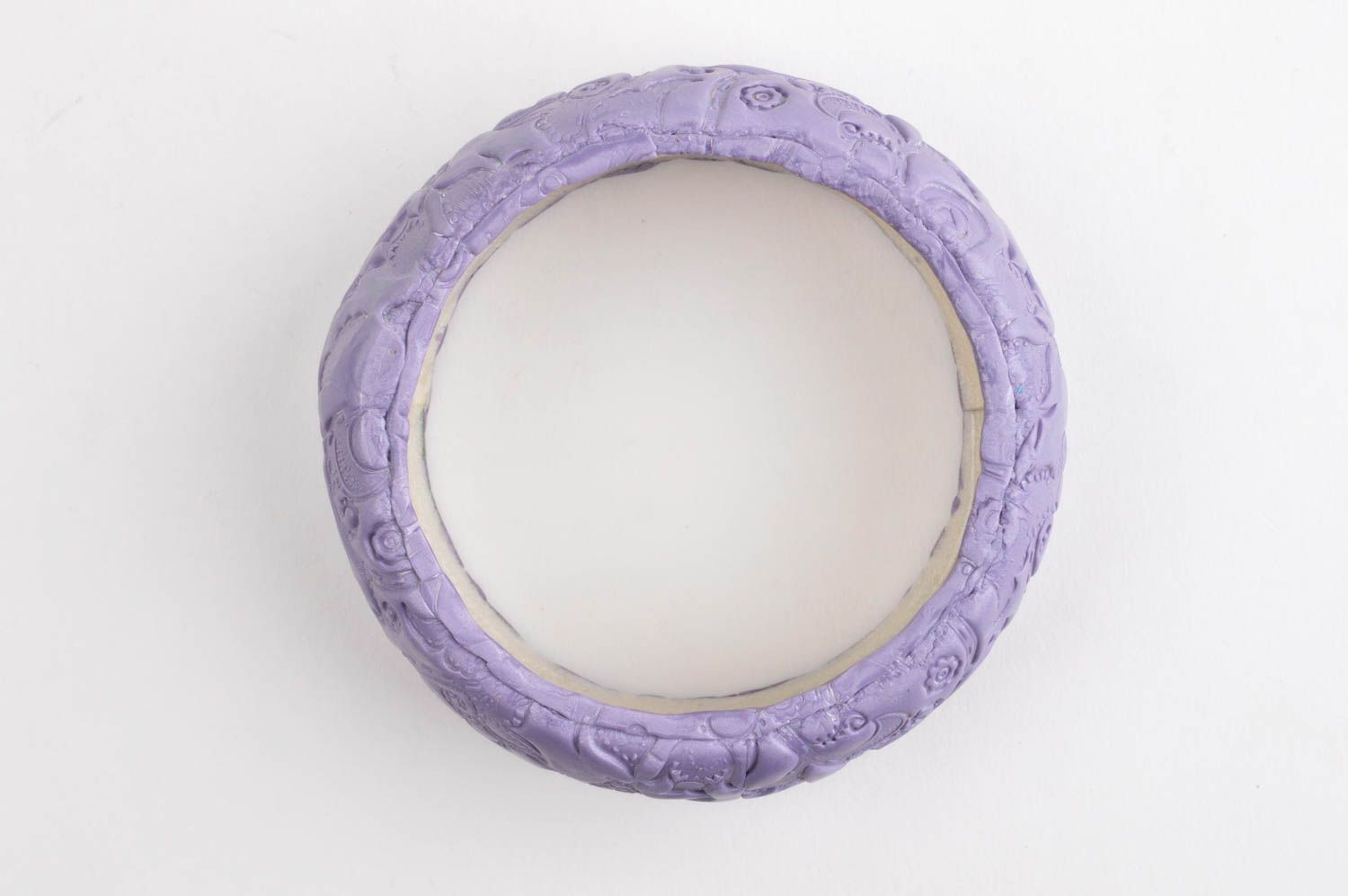 Bracelet violet clair Bijou fait main pâte polymère large Cadeau pour femme photo 4