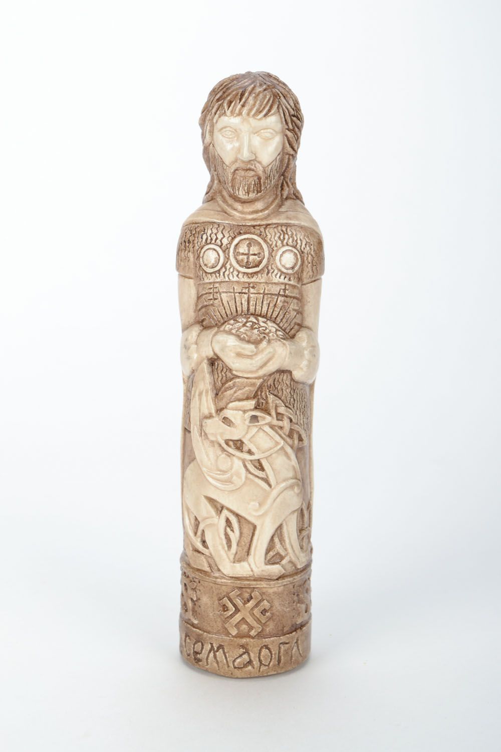 Figurine en plâtre faite main idole slave Simargl beige décoration pour maison photo 2
