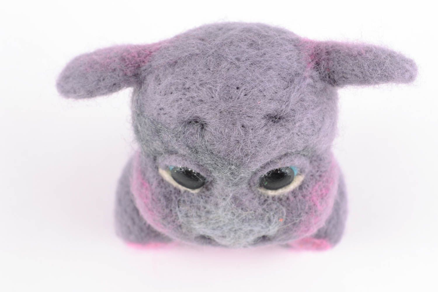 Petit jouet en laine feutrée hippopotame fait main original pour enfant déco photo 3