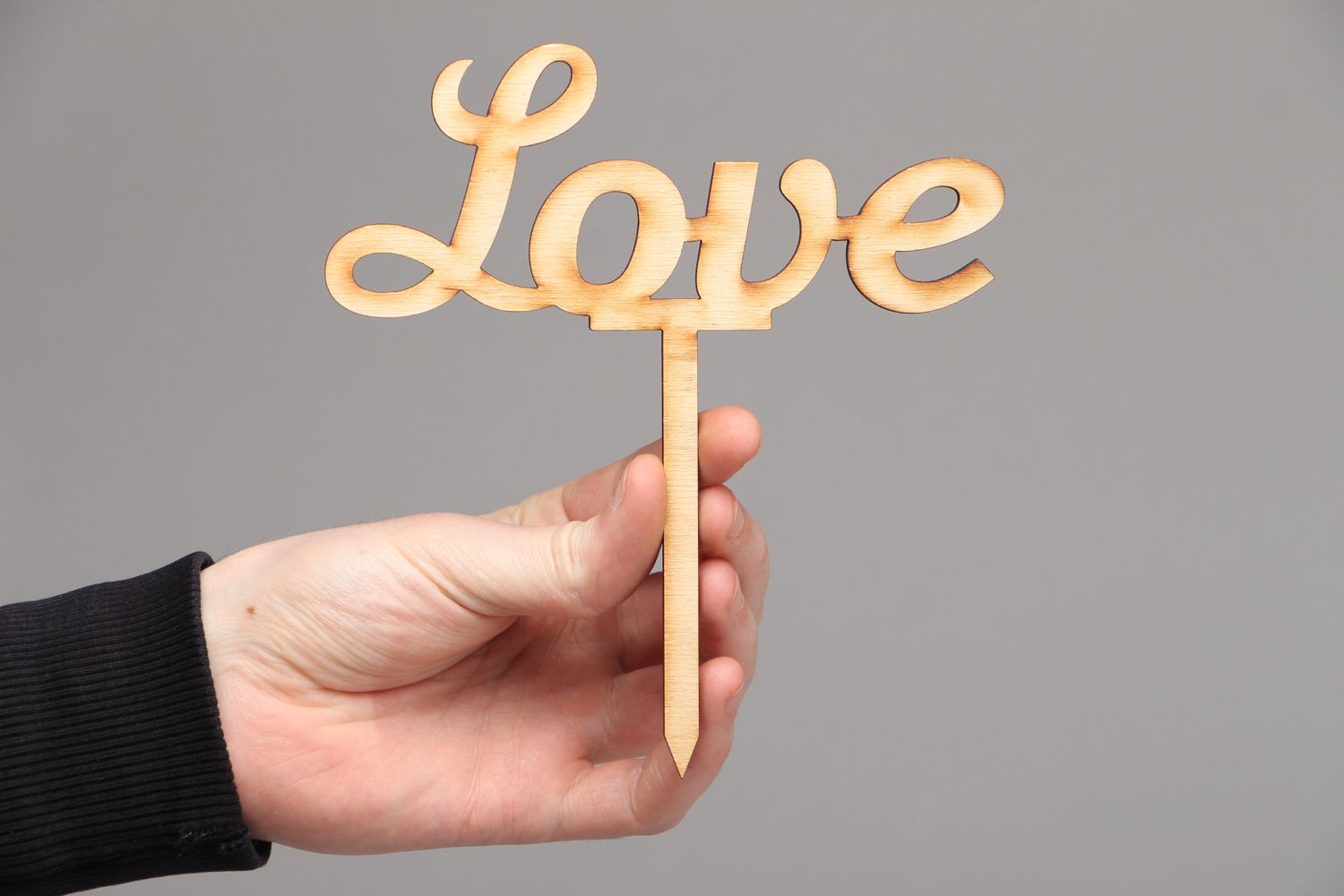 Chipboard-inscription en bois avec bâtonnet fait main Love photo 3
