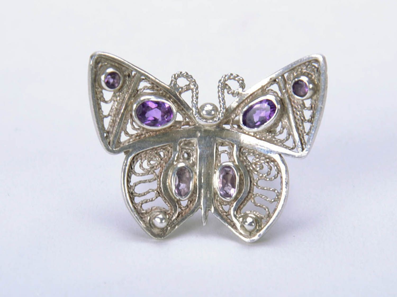 Silver ring with amethyst Butterfly photo 3